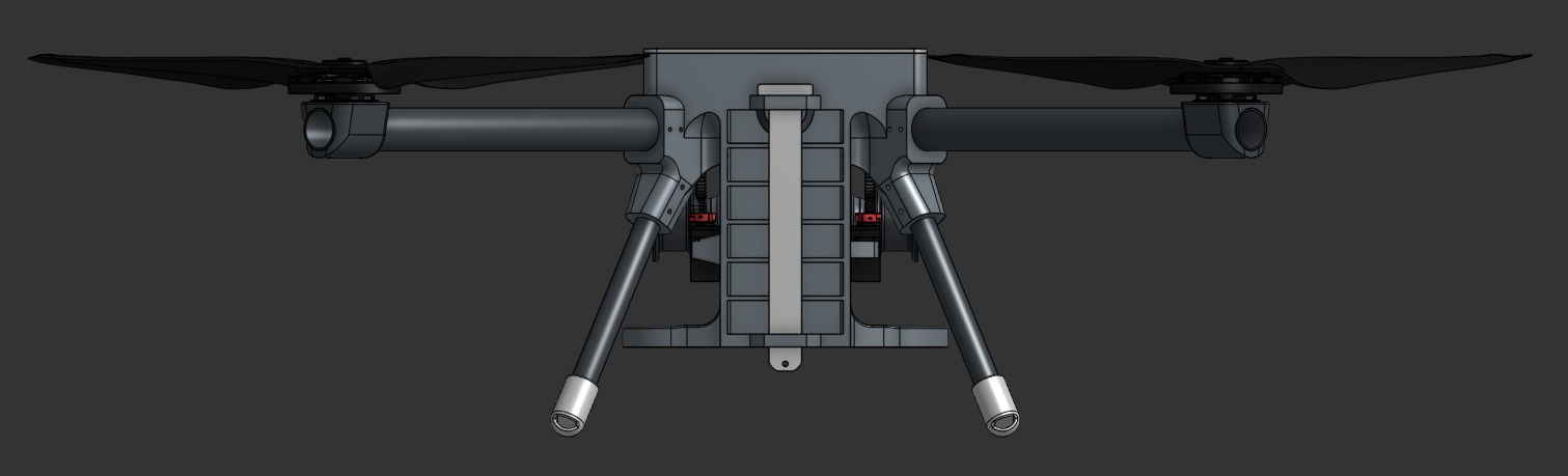Side CAD view of the Kreosus quadrotor